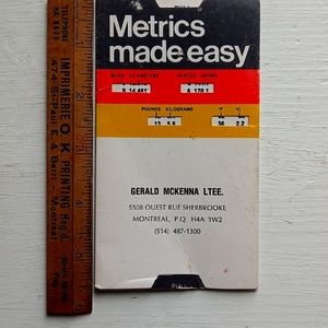 Vintage Metrics made easy slide card advertising